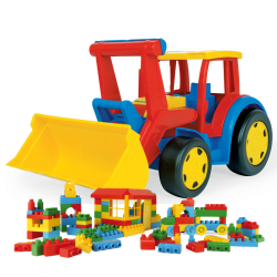 Wader 66007 - Gigant Traktor Spychacz czerwono niebieski z klockami